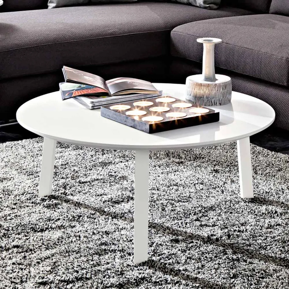 Mesa de centro con tapa redonda de Mdf lacado Made in Italy-Tobiko