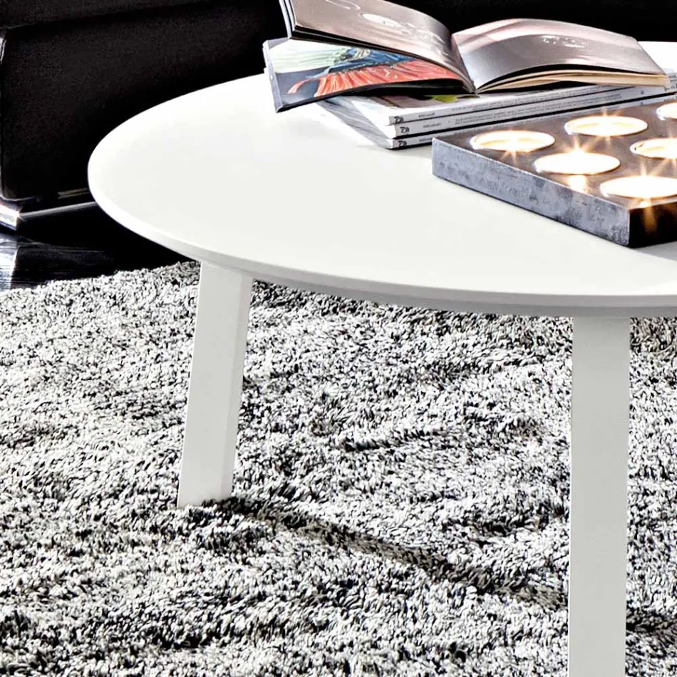 Mesa de centro con tapa redonda de Mdf lacado Made in Italy-Tobiko - Imagen 2