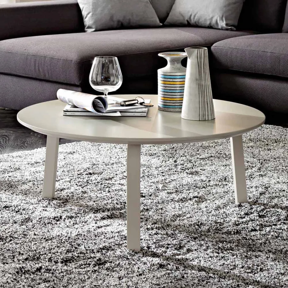 Mesa de centro con tapa redonda de Mdf lacado Made in Italy-Tobiko - Imagen 4