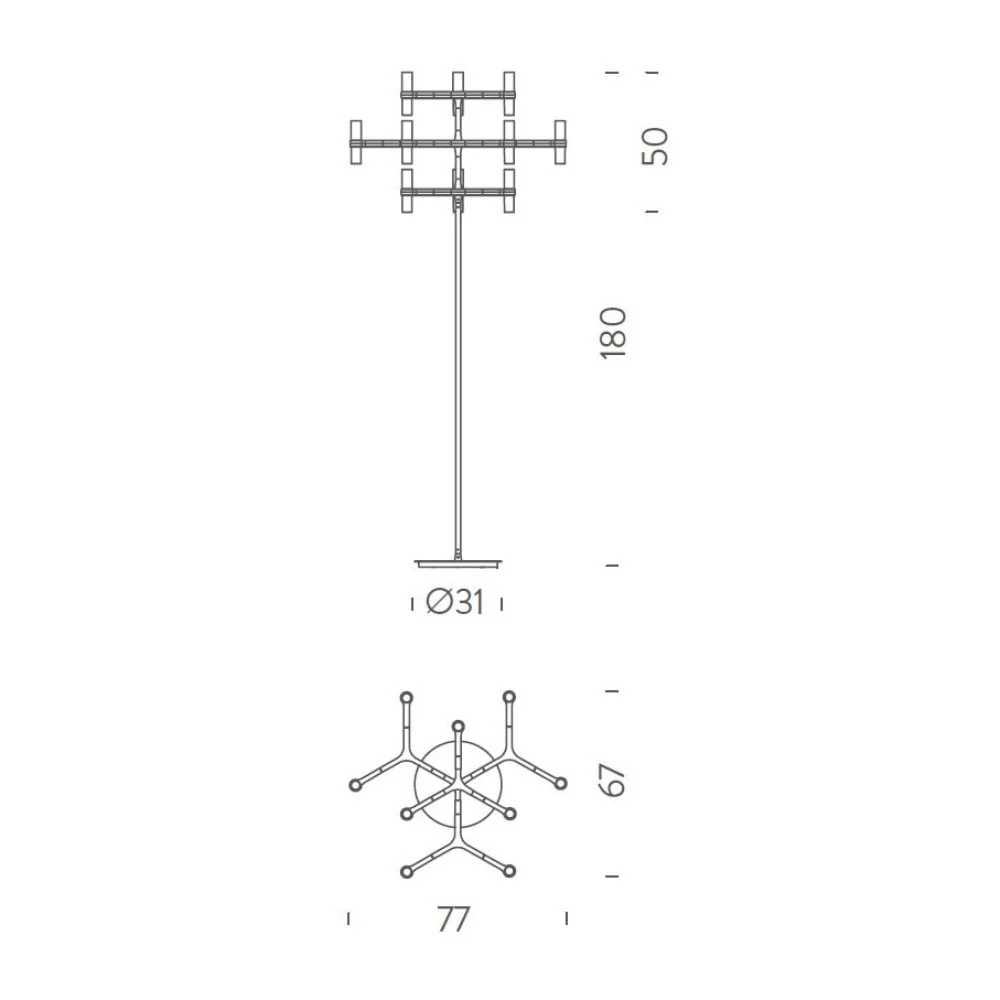 Lámpara de techo de Suelo Nemo Jehs & Laub Aluminium poly