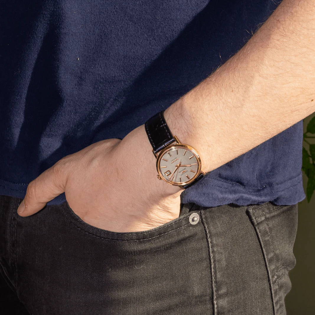 Reloj LONGINES "Admiral" de oro amarillo, plata y cuero - Imagen 2