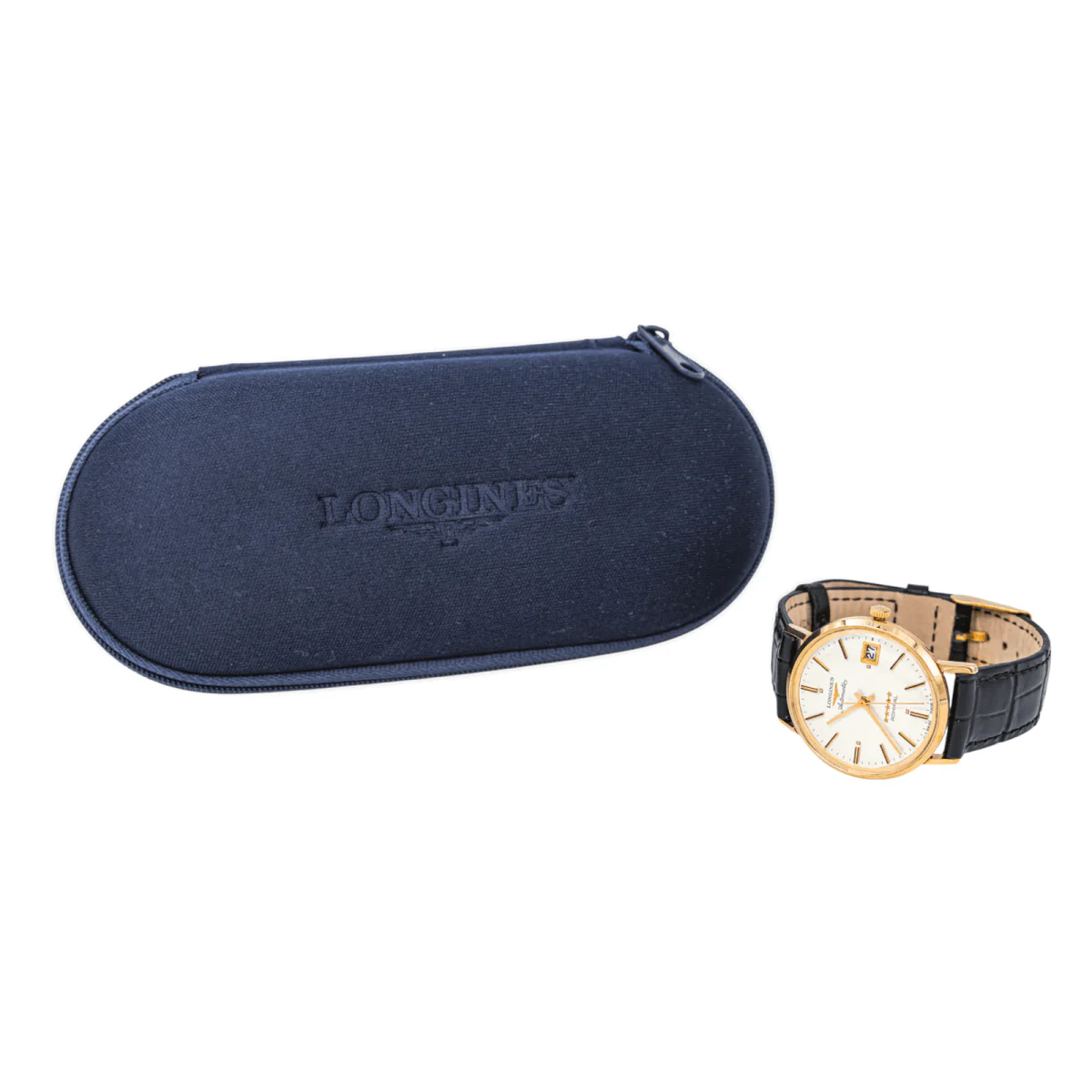 Reloj LONGINES "Admiral" de oro amarillo, plata y cuero - Imagen 6