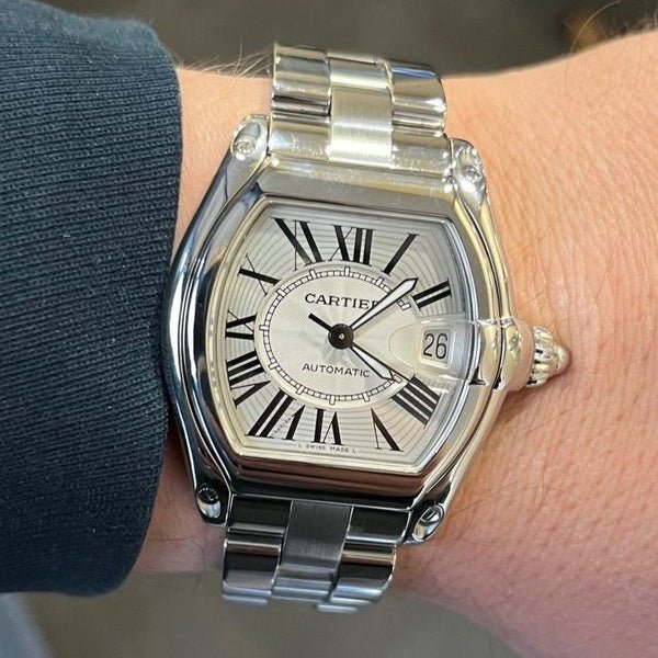 Reloj CARTIER "Roadster" en acero, plata, rubí y zafiro - Imagen 2