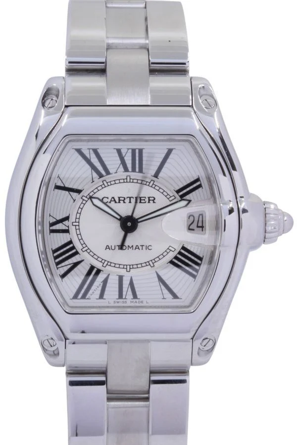 Reloj CARTIER "Roadster" en acero, plata, rubí y zafiro - Imagen 3