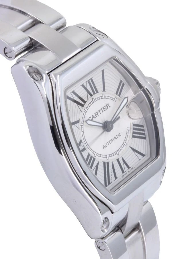 Reloj CARTIER "Roadster" en acero, plata, rubí y zafiro - Imagen 4