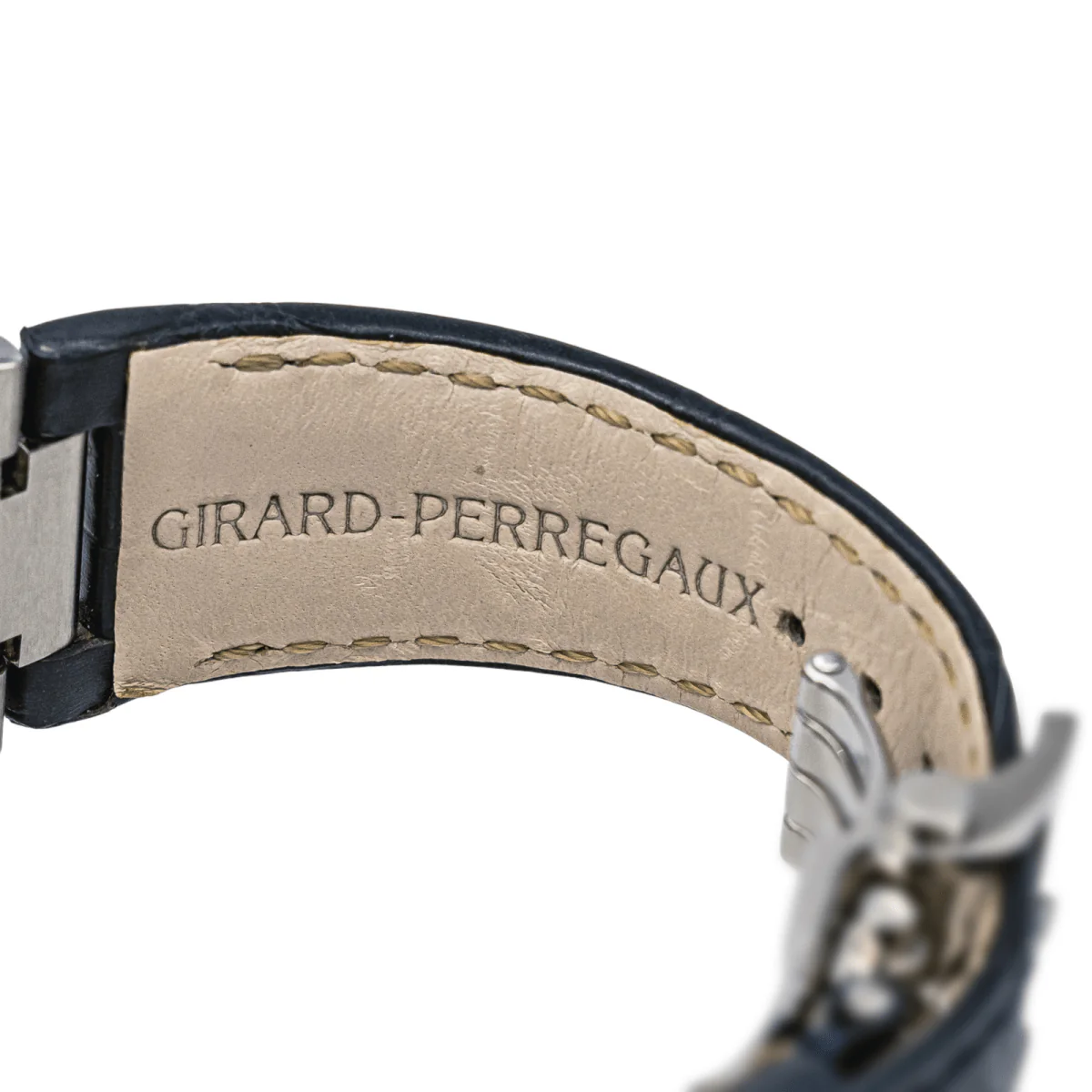 Reloj GIRARD-PERREGAUX "Laureato" de acero, cuarzo, zafiro, cuero y diamantes - Imagen 4
