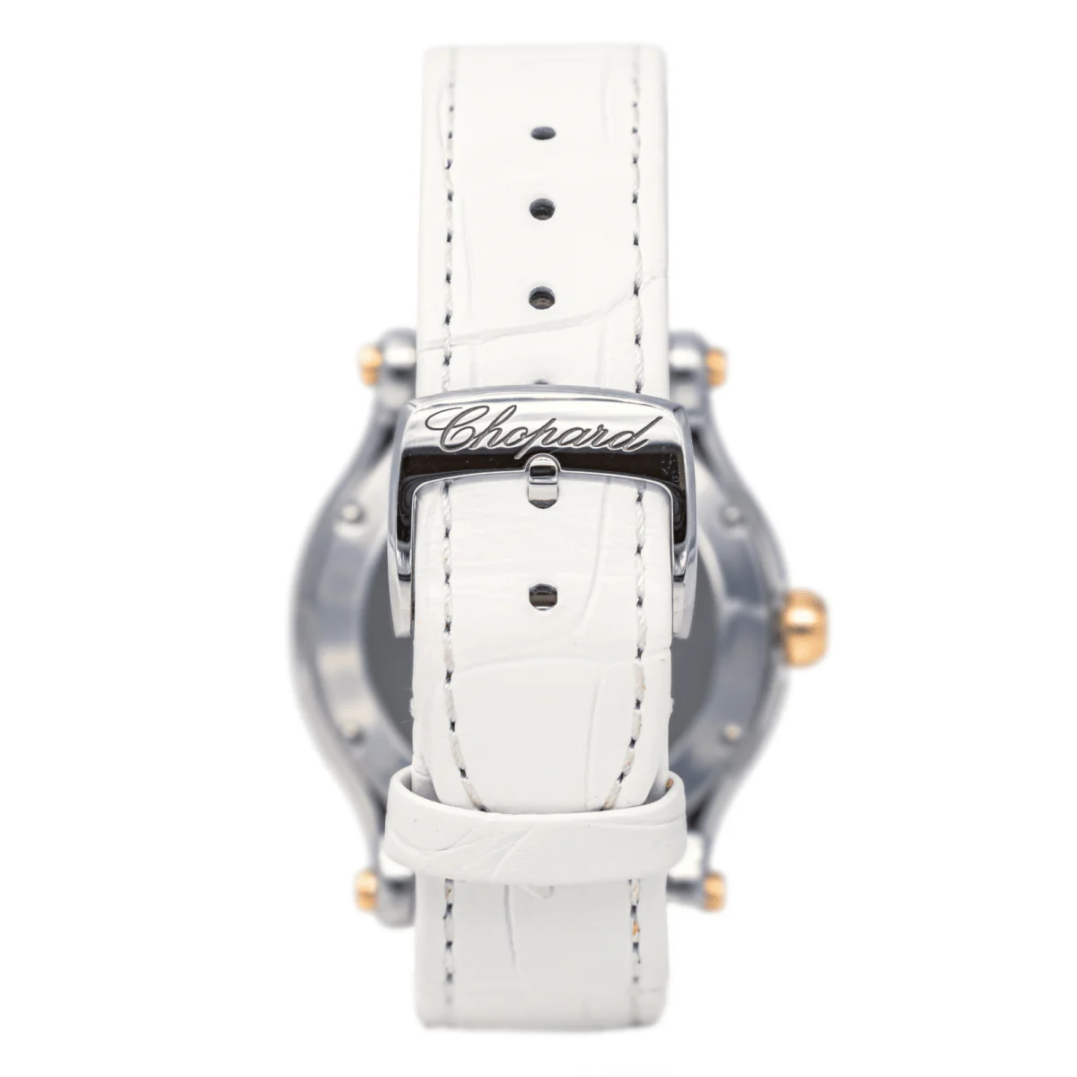 Reloj CHOPARD "Happy Sport" de oro rosa, acero, zafiro, cuero y diamantes - Imagen 4