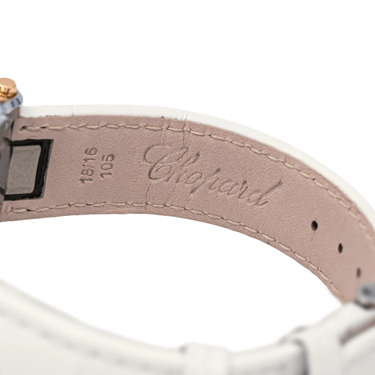 Reloj CHOPARD "Happy Sport" de oro rosa, acero, zafiro, cuero y diamantes - Imagen 6