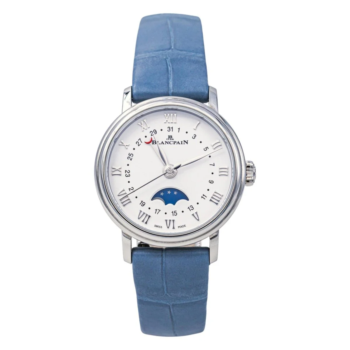 Montre BLANCPAIN "Villeret" en acier, saphir et cuir