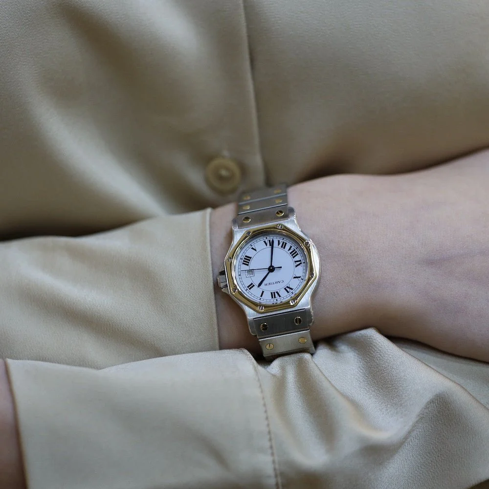Reloj CARTIER "Santos" de oro amarillo y acero - Imagen 2
