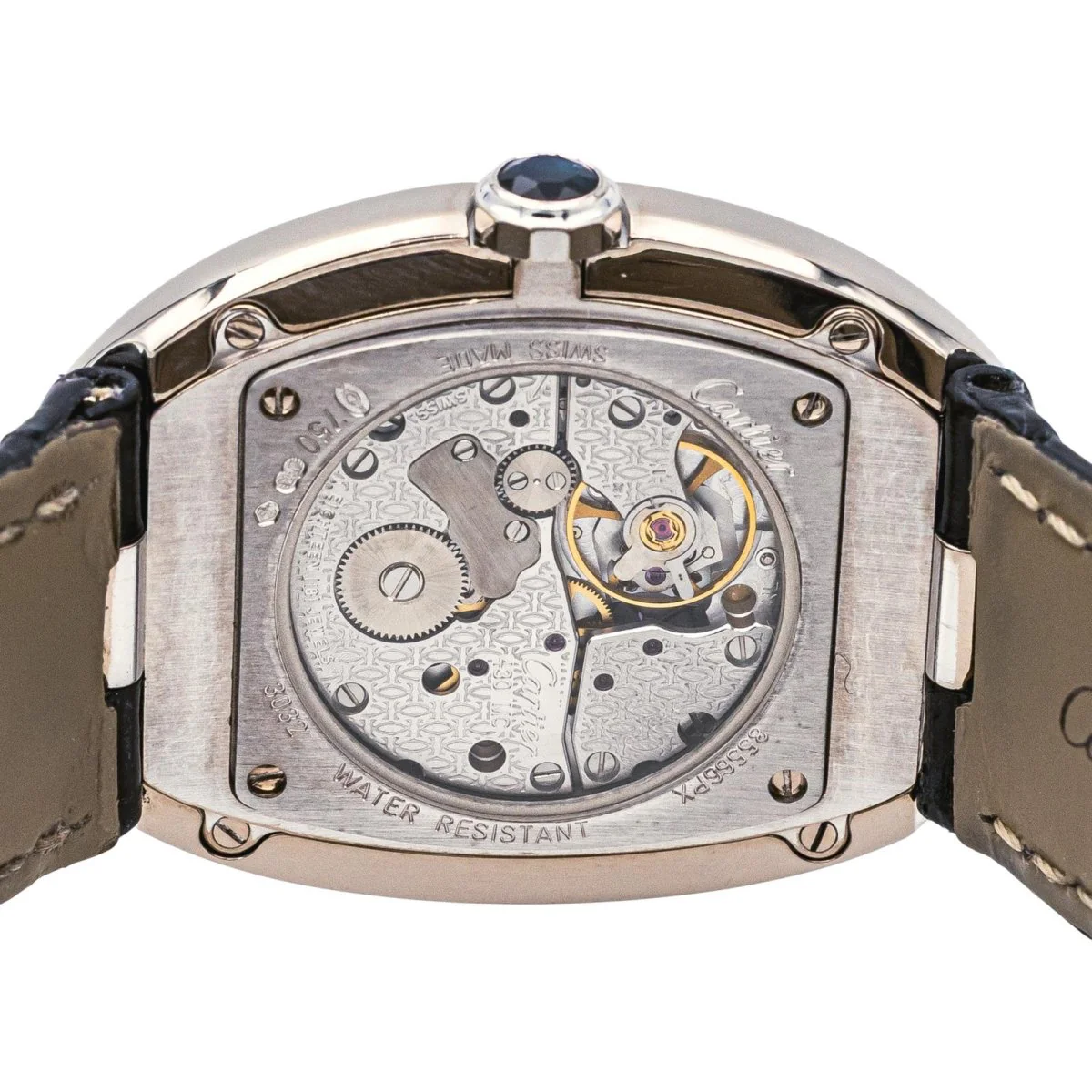 Reloj CARTIER "Baignoire" de oro blanco, zafiro y piel - Imagen 3
