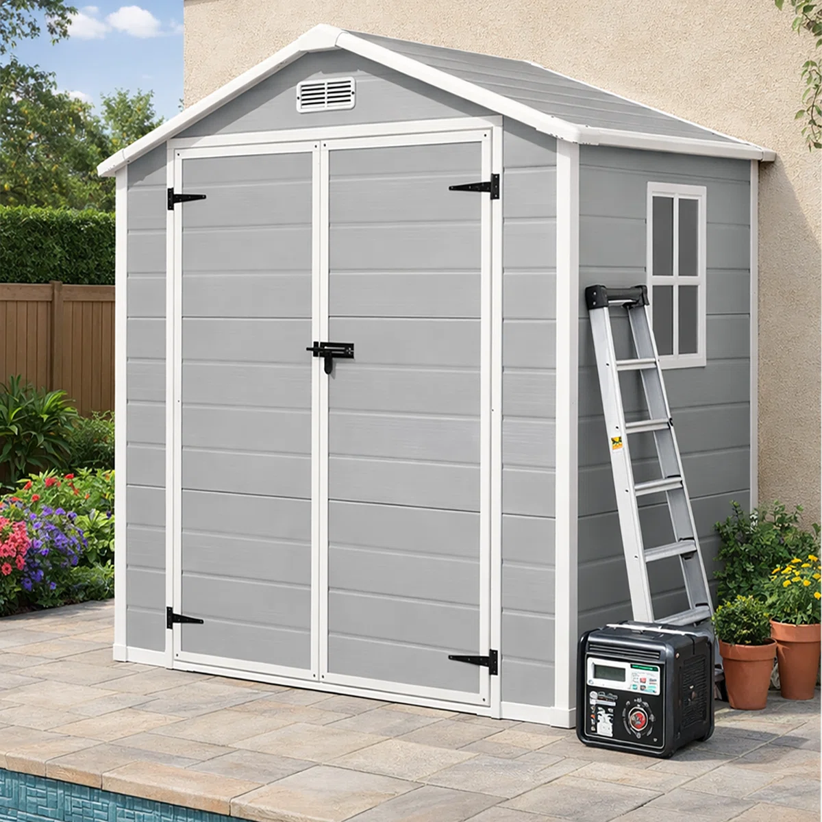 Caseta de jardín exterior 6x4 FT con suelo - Imagen 2