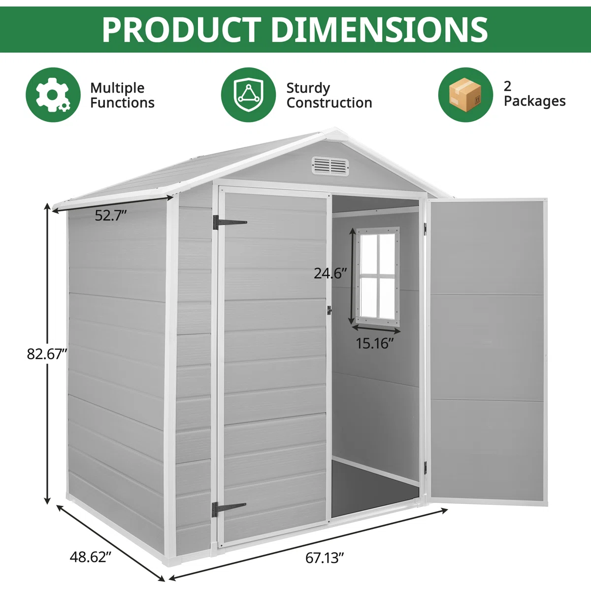Caseta de jardín exterior 6x4 FT con suelo - Imagen 3