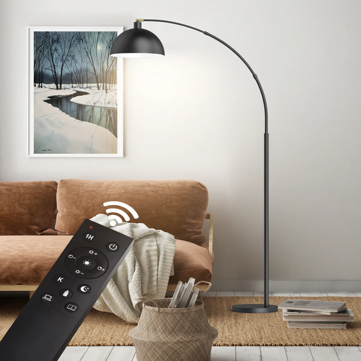 Lámpara de pie arqueada moderna LED