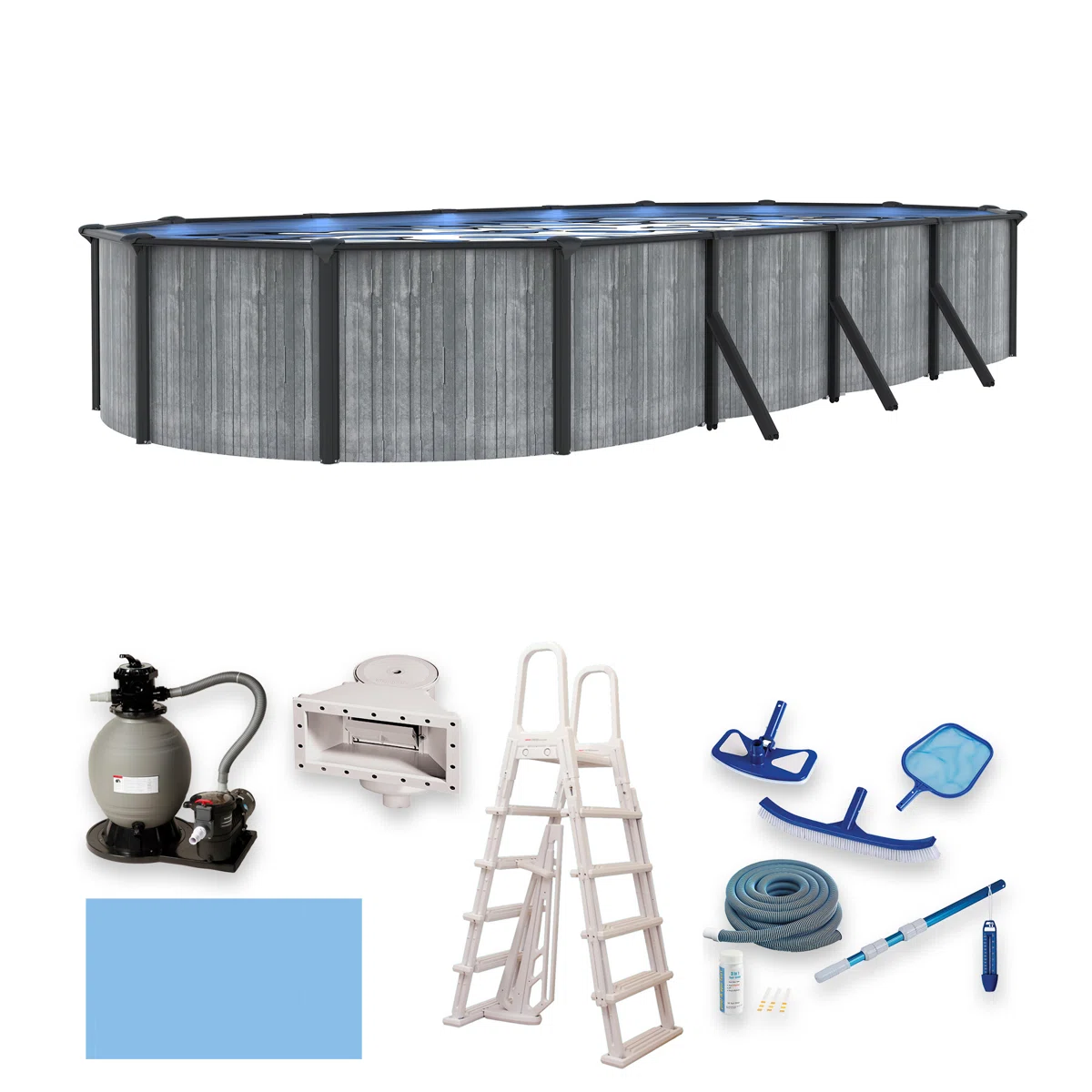Piscina elevada ovalada de acero