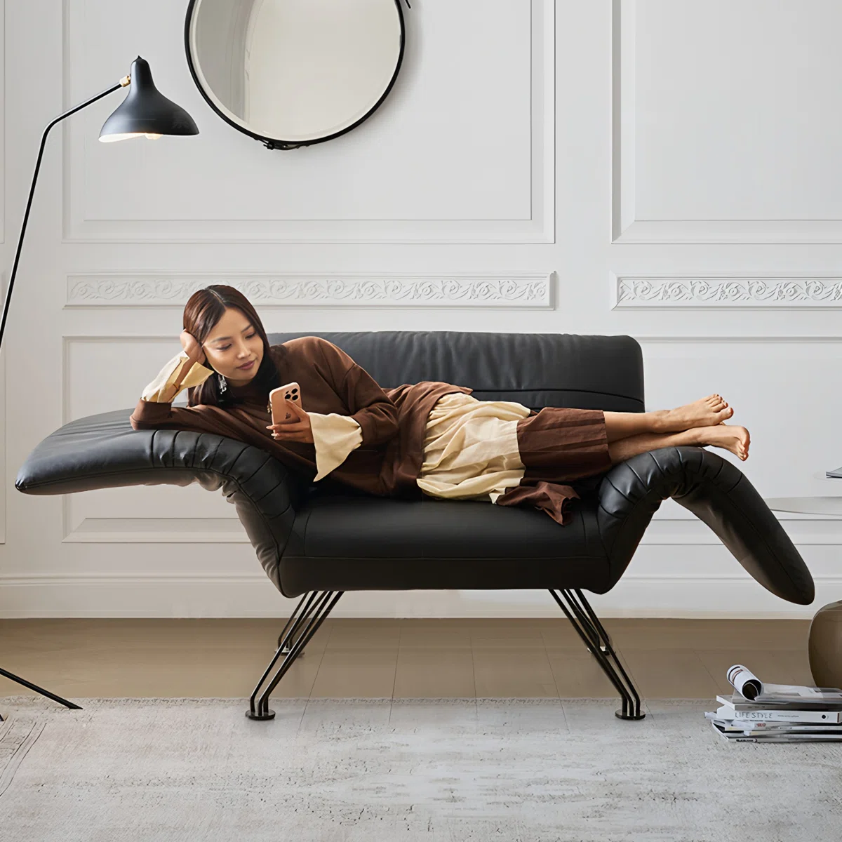 Sillón Lounge Reclinable de Cuero Genuino - Imagen 2