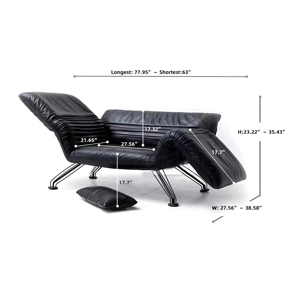 Sillón Lounge Reclinable de Cuero Genuino - Imagen 3