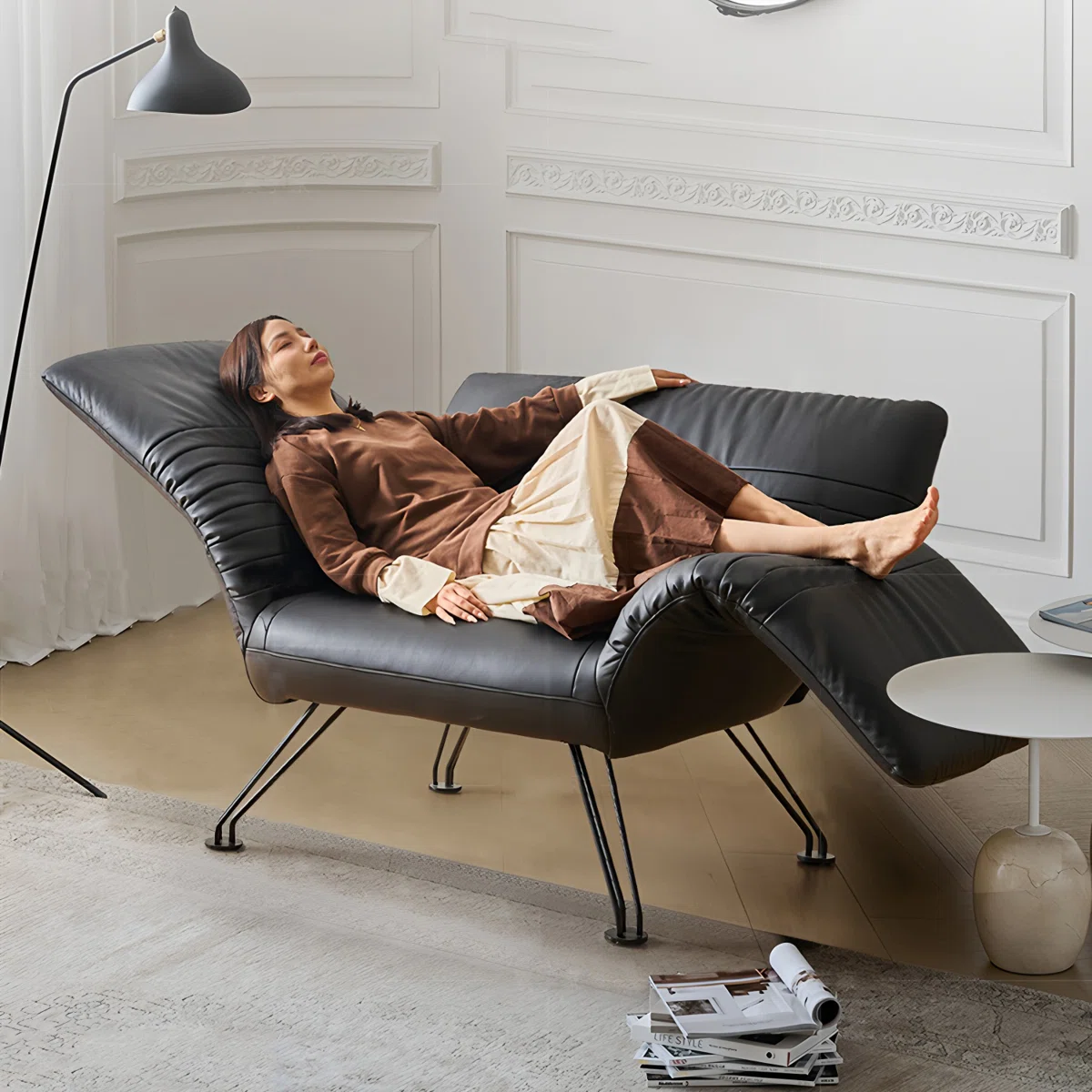 Sillón Lounge Reclinable de Cuero Genuino - Imagen 4