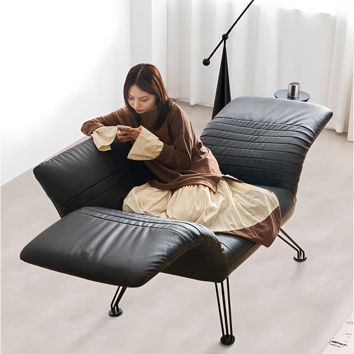 Sillón Lounge Reclinable de Cuero Genuino - Imagen 5
