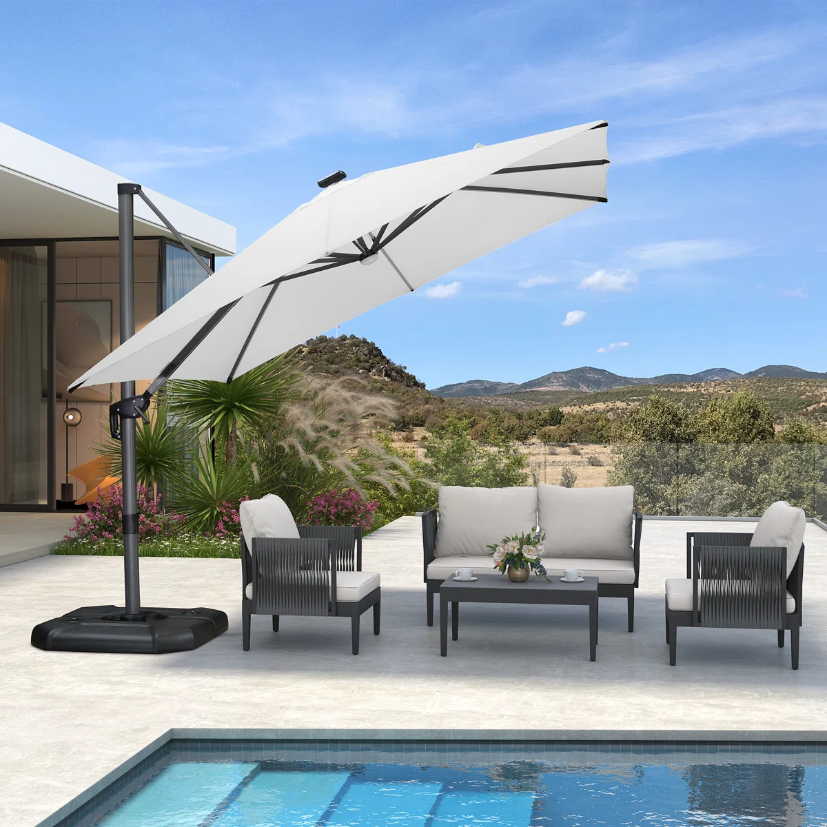 Parasol excéntrico cuadrado 3x3m - Imagen 5