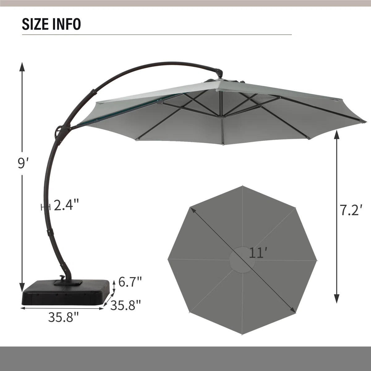 Parasol excéntrico grande 360° - Imagen 2