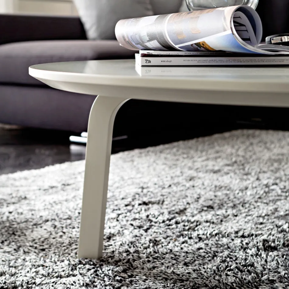 Mesa de centro con tapa redonda de Mdf lacado Made in Italy-Tobiko - Imagen 5